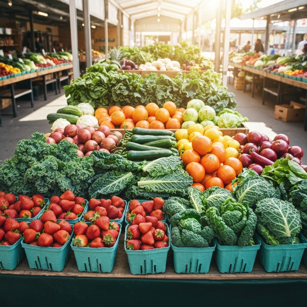 Alimentos variados en mercado